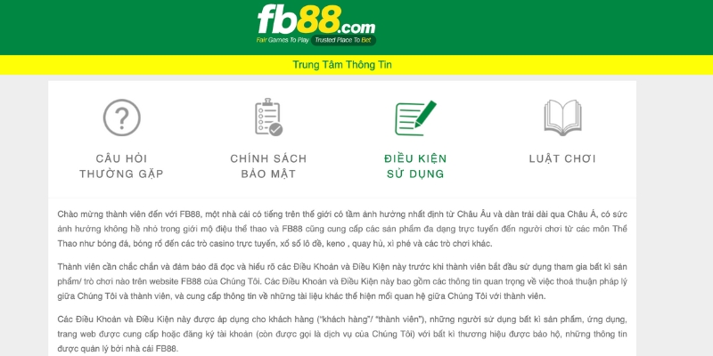 Đọc rõ các điều khoản mà Fb88 quy định